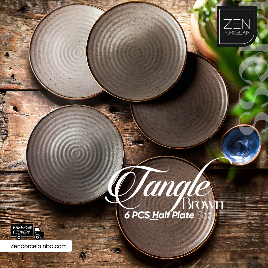 Tangle Multicolor - 6 Pieces Half Plate Set (22 CM)