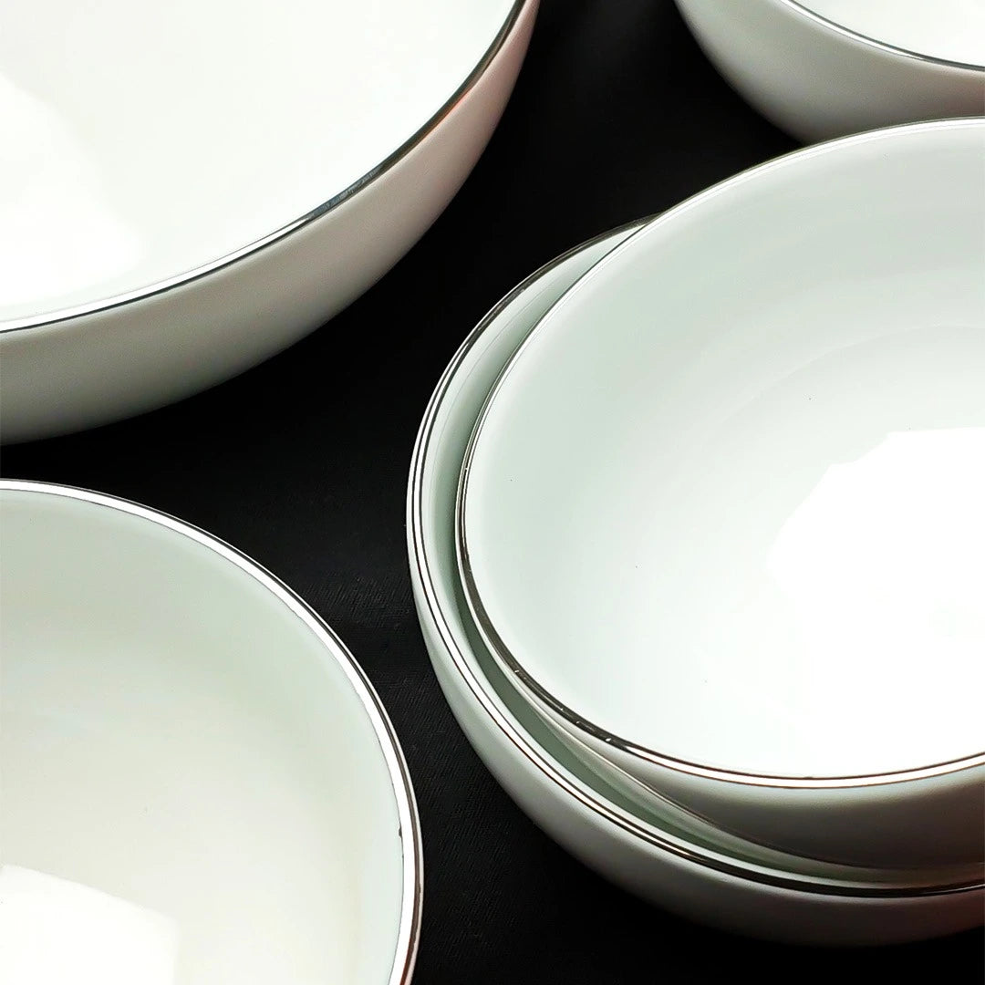 Ivory Soup Set With Platinum Lining - 7 Pcs Set