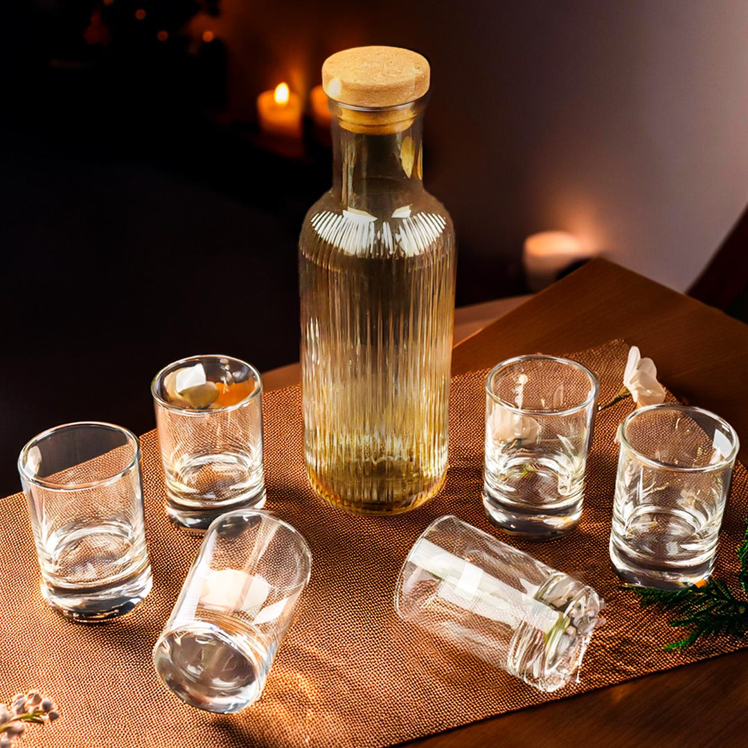 6 Pieces Glass Set & 1 Litre Bottle Combo - Ramadan Offer