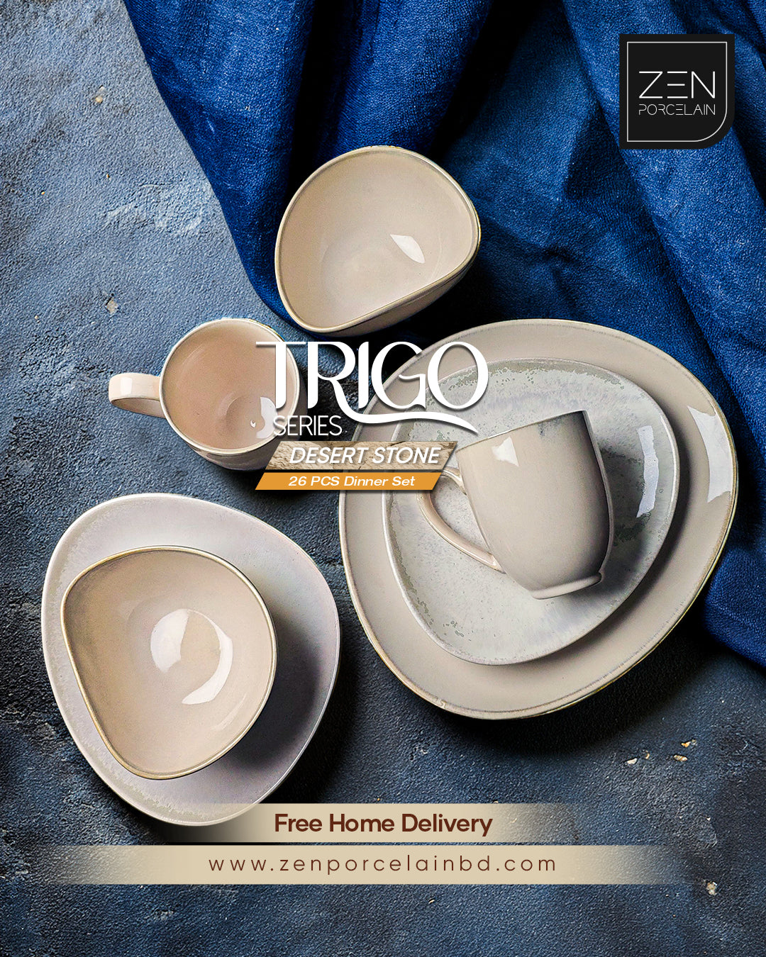 Trigo Desert Stone - 26 Pieces Dinner Set