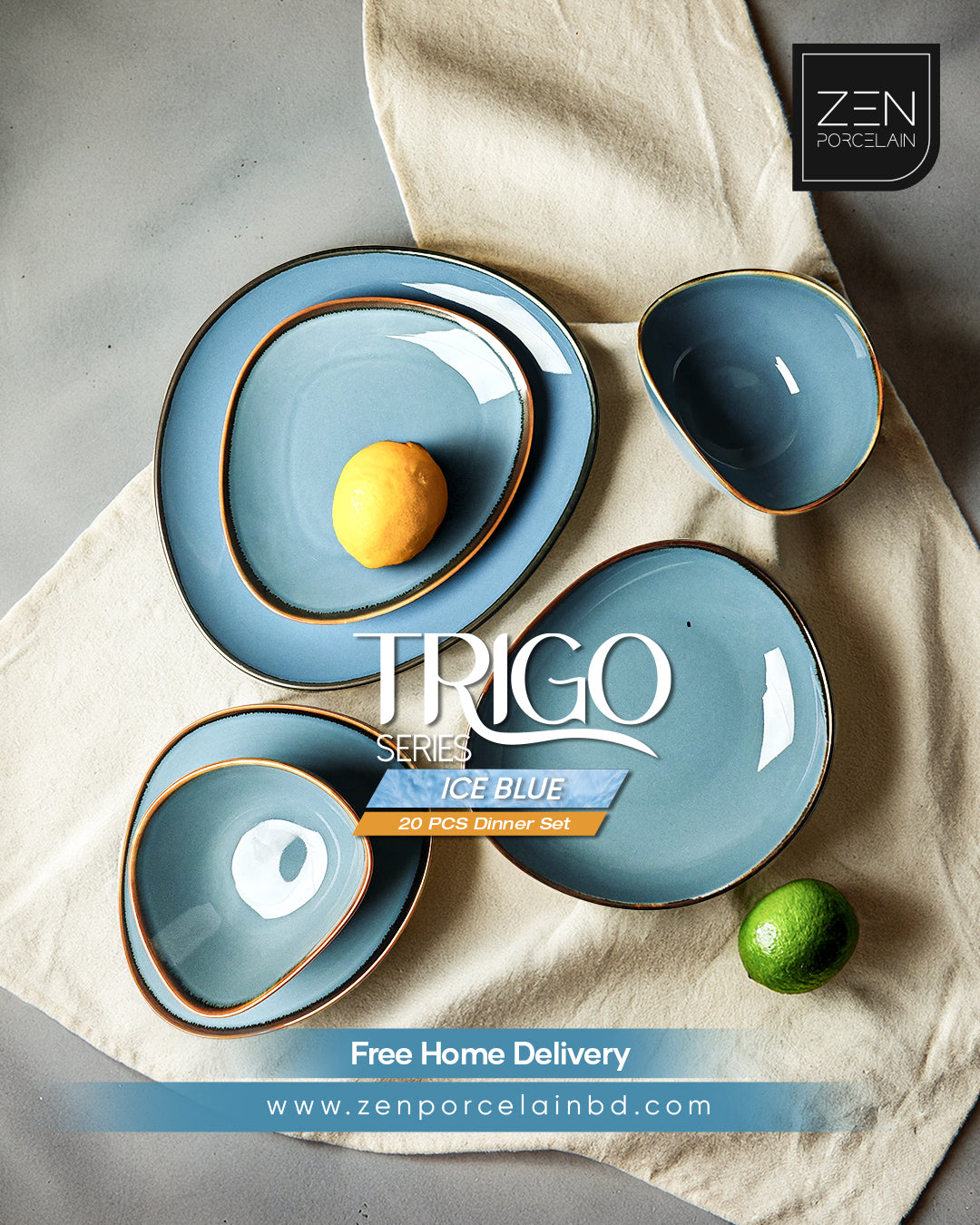 Trigo Ice Blue - 20 Pieces Dinner Set