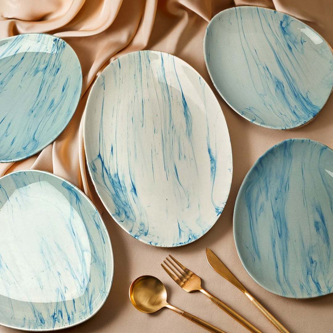 Blue Breeze 5 Pieces Deep Plate & Oval Platter Combo