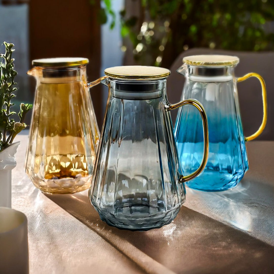Glass Jug 1.8 Litre - Diamond Shape (Multi Color)