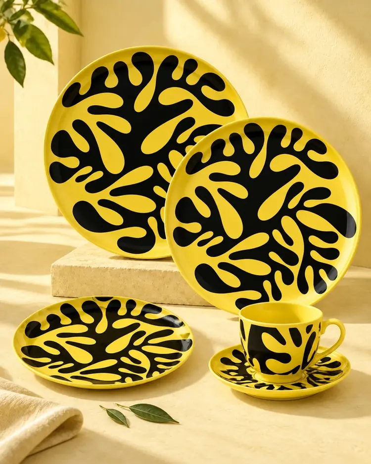Imperfection Splatter Citron 32-piece Dinner Set