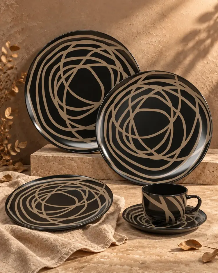 Imperfection Orbit Espresso 32-piece Dinner Set